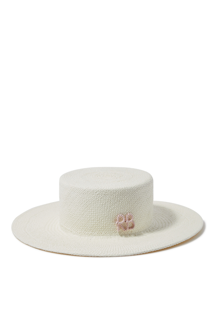 Boater Hat With Neck Tie And Chin Strap